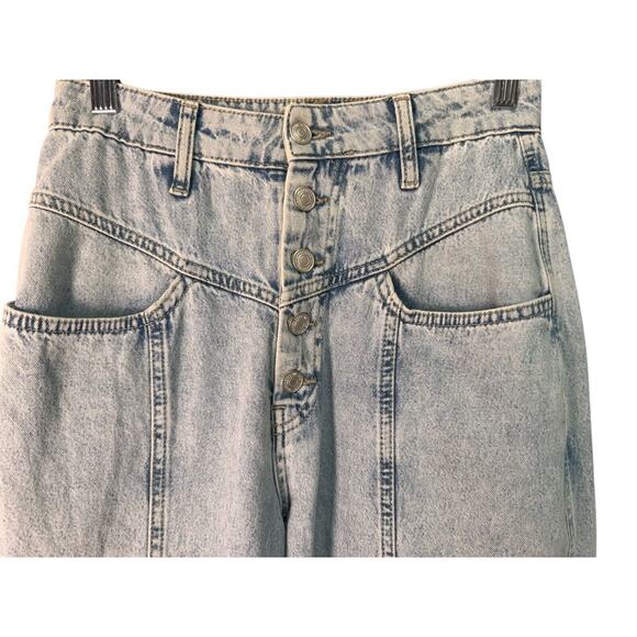 Free People Womens Acid Wash Front Seamed High Rise Denim Jean Button Fly Sz 27 - Picture 2 of 7